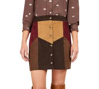 Yumi Women's Patchwork Cord Mini Skirt in Dark Brown | Size: 10