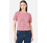 Yumi Women's Pink Cotton Crochet Knitted Top | Size: Medium