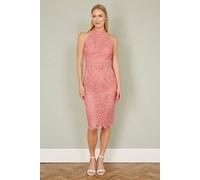 Yumi Women's Pink Lace Halter Neck Dress | Size: 8