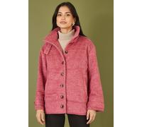 Yumi Women's Pink Oversize Fit Button Up Jacket With High Collar | Size: 16 Yumi Pink 16