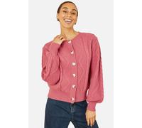 Yumi Women's Pink Relaxed Fit Cable Cardigan Sweater | Size: Large