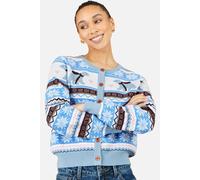Yumi Women's Polar Bear Fairisle Cardigan Sweater in Baby Blue | Size: Small