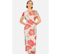 Yumi Women's Poppy Print Midi Mesh Dress in Off-White | Size: 8 Yumi Off-White 8