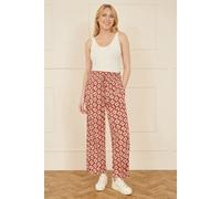 Red Geo Print Relaxed Fit Trousers Yumi Red 18