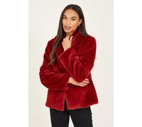 Yumi Women's Red Short Wrap Faux Fur Coat | Size: 16 Yumi Red 16
