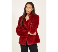 Yumi Women's Red Short Wrap Faux Fur Coat | Size: 22
