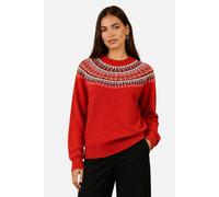 Yumi Women's Relaxed Fairisle Jumper in Red | Size: Large Yumi Red L