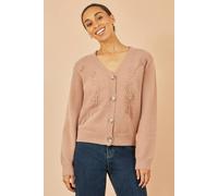Yumi Women's Rose Floral Embroidered Relaxed Fit Cardigan in Dusty Pink | Size: Medium Yumi Dusty Pink M