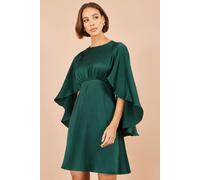 Yumi Women's Satin Cape Mini Dress in Green | Size: 8