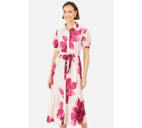 Yumi Women's Scattered Floral Shirtdress in Fuchsia | Size: 16
