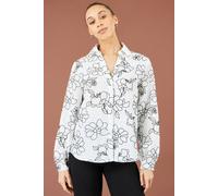 Yumi Women's Scribble Floral Embroidered Shirt in White | Size: 8 Yumi White 8
