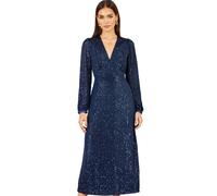 Yumi Women's Sequin Long Sleeve Midi Dress in Dark Navy | Size: 12