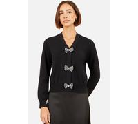 Yumi Women's Sparkle Bow Cardigan in Black | Size: Small Yumi Black S