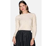 Yumi Women's Sparkle Bow Jumper in Cream | Size: Large