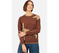 Yumi Women's Star Relaxed Jumper With Sparkle in Chocolate | Size: Small Yumi Chocolate S
