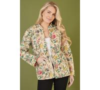Yumi Quilted Floral/Stripe Reversible Jacket, Stone/Multi