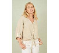 Yumi Women's Stone Italian Linen Shirt | Size: Medium Yumi Stone M