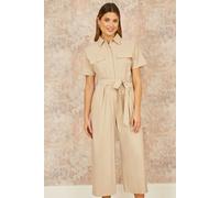 Yumi Women's Stone Utility Relaxed Fit Jumpsuit | Size: 16