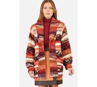 Yumi Women's Stripe Fairisle Soft Wrap Cardigan in Burnt Orange | Size: Medium Yumi Burnt Orange M