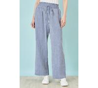 Yumi Women's Stripe Relaxed Trousers in Blue | Size: 14 Yumi Blue 14