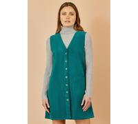 Yumi Women's Teal Cord Button Through Pinafore Dress With Pockets | Size: 12 Yumi Teal 12