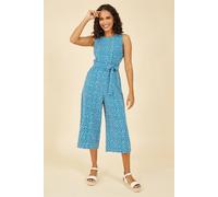 Yumi Women's Teal Ditsy Daisy Sleeveless Culotte Jumpsuit | Size: 18