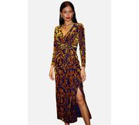 Yumi Women's Velour Stretch Midi Dress With Long Sleeves | Size: 12