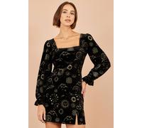 Yumi Women's Velvet Cosmic Print Top in Black | Size: 12