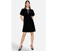 Yumi Women's Velvet Embellished Bow Tunic Dress in Black | Size: 12