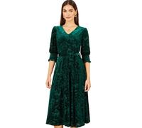 Yumi Women's Velvet Floral Midi Dress in Bottle Green | Size: 8