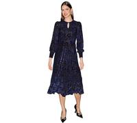 Yumi Women's Velvet Floral Midi Dress in Dark Navy | Size: 12