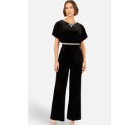 Yumi Women's Velvet Jumpsuit With Embellishment in Black | Size: 12