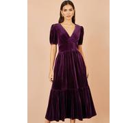 Yumi Women's Velvet Midi Dress in Purple | Size: 8 Yumi Purple 8