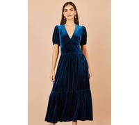 Yumi Women's Velvet Midi Dress in Teal | Size: 10 Yumi Teal 10