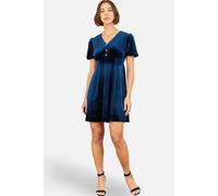 Yumi Women's Velvet Skater Dress With Diamante Bow in Navy | Size: 8 Yumi Navy 8