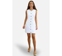 Yumi Women's Viscose Button Detail Shift Dress in White | Size: 14