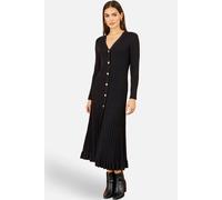 Yumi Women's Viscose Knitted Midi Ribbed Dress in Black | Size: Small Yumi Black S