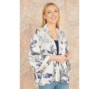 Yumi Women's White Abstract Floral Print Kimono in Ivory | Size: 10 Yumi Ivory 10