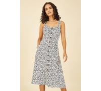 Yumi White Animal Print Button Up Sundress (UK, Numeric, 12, Regular, Regular, White)