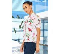 Yumi Women's White Cotton Broderie Anglaise Floral Shirt | Size: 8
