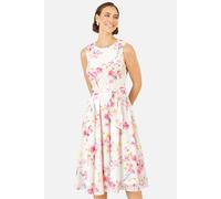 Yumi White Delicate Floral Midi Skater Dress