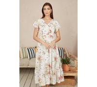 White Floral Broderie Anglaise Wrap Midi Dress Yumi Ivory 16