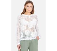 Yumi Women's White Flower Crochet Jumper | Size: Medium Yumi White M