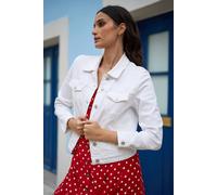 Yumi Women's White Stretch Cotton Denim Jacket | Size: 8 Yumi White 8