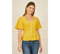 Yumi Women's Yellow Button Up Top | Size: 8