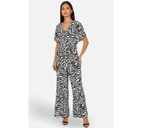 Yumi Women's Zebra Stripe Relaxed Jumpsuit in Black | Size: 12 Yumi Black 12