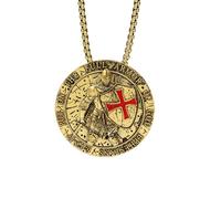 Yumikoo Bronzy Put on the Full Armor of God Ephesians 6:13-17 Templar Necklace with Red Cross Religious Jewelry Medieval Knights Shield Pendant, Standard, Metal, No Gemstone