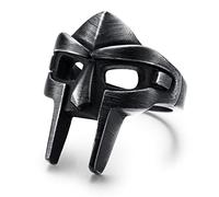 Yumikoo DOOM Mask Ring for Men Gladiator Style Black Titanium Stainless Steel Ring Size12