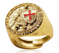 Yumikoo Mens Rings Copper Red Cross Rings for Men christian Rings Knights Templar Put On The Whole Armor of God Ephesians, Brass, No Gemstone, Brass, No Gemstone