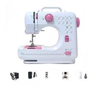 YUMILI 12 Stitches Sewing Machine, 505A Electric Crafting Mending Overlock Embroidery Machine for Home Use with Two Threads & 12 Sewing Modes UK 220V (Pink)